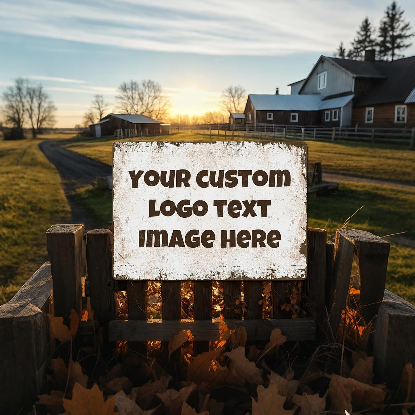 Personalized Metal Sign Custom with Photo Text Logo for Outdoor Yard Garden Home Business Wedding Wall Decor Street Sign Style (Horizontal)