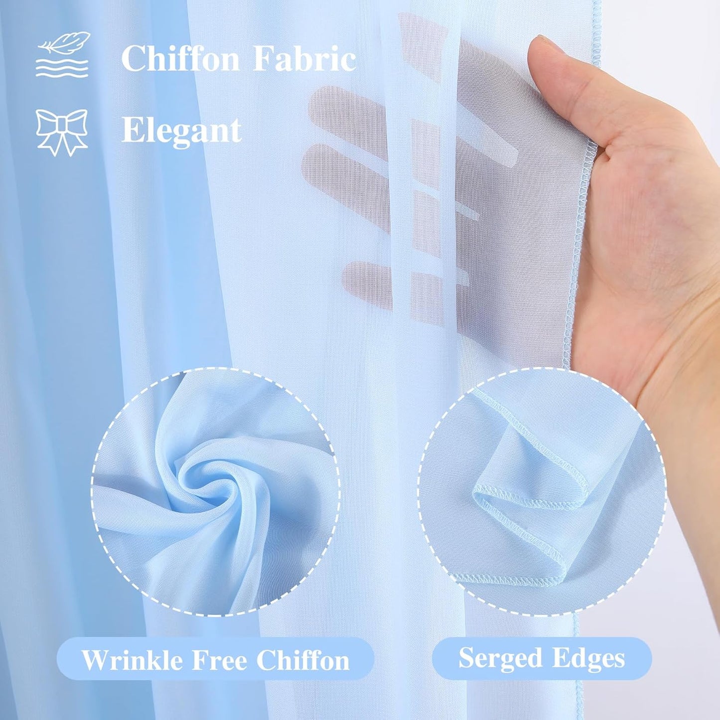 Wedding Arch Draping Fabric, 2 Panels 18FT Baby Blue Sheer Backdrop Curtain Chiffon Fabric Drapes Arbor Drapery Wedding Ceremony Reception Swag Decorations