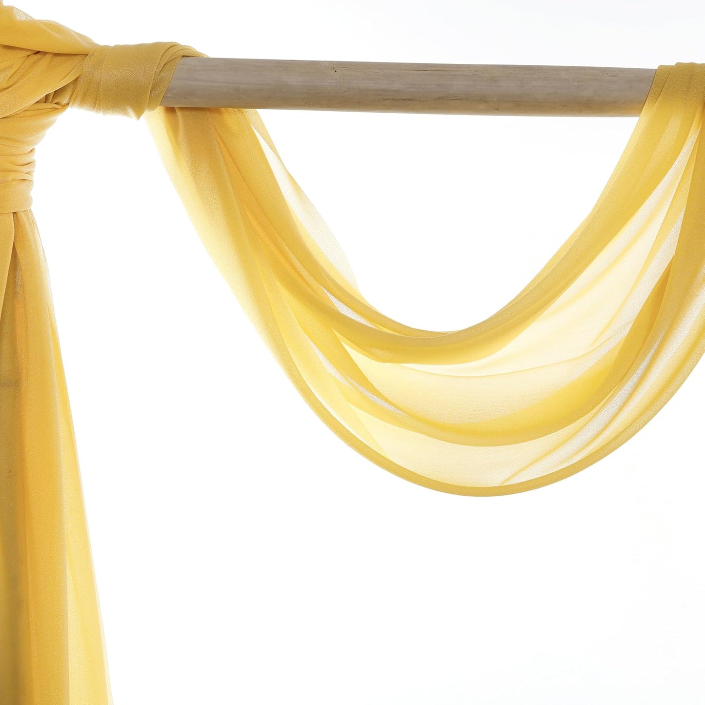 VDS Pack of 1 Panel (30 Inch X 100 Feet) Wedding Arch Draping Fabric Sheer Chiffon Fabric Drapery for Wedding Ceremony Reception Swag Backdrop Canopy Chuppah ARBO Altars Decoration (Gold)