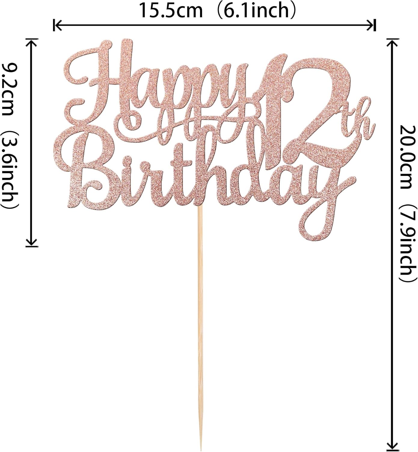 1 PCS Happy 12th Birthday Cake Topper Glitter Cheers to 12 Years Birthday Cake Pick 12 Fabulous Cake Decoration for Happy 13th Birthday Theme Party Decorations Supplies Rose Gold