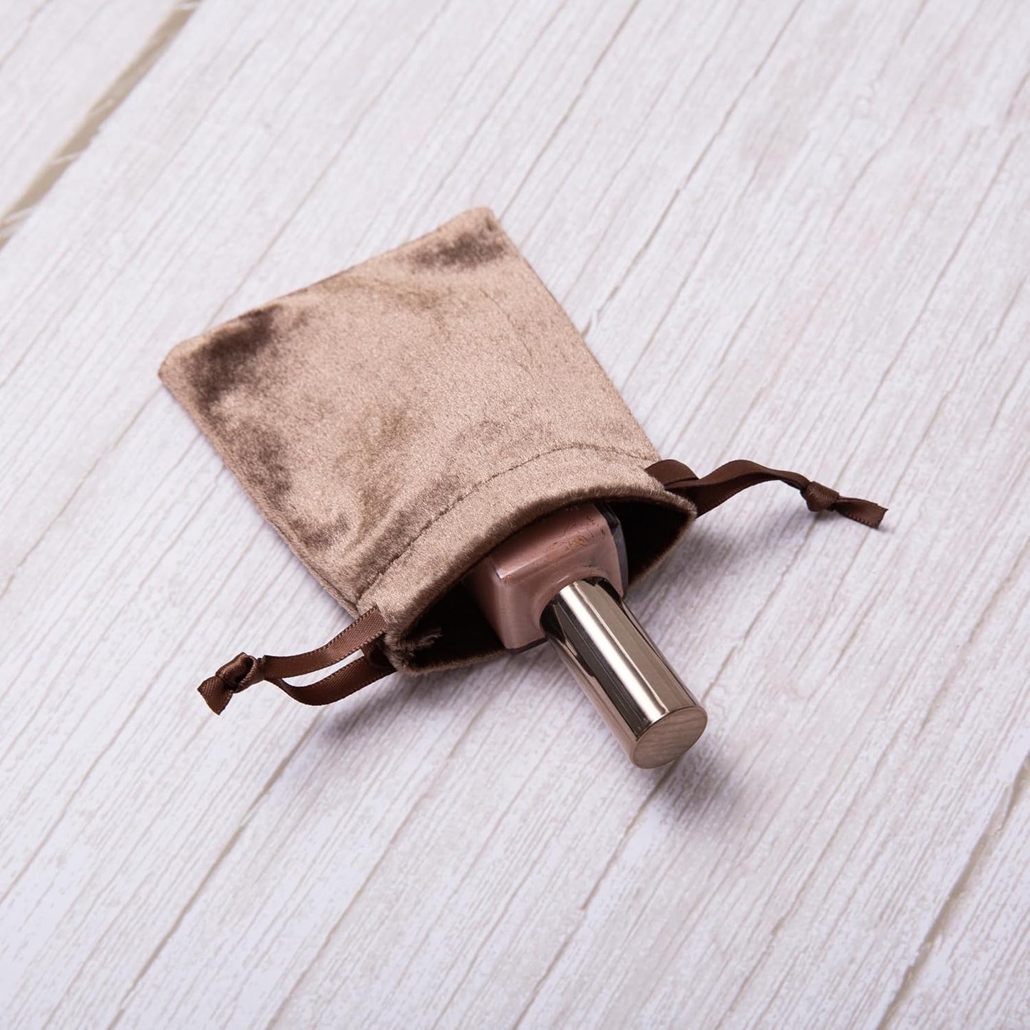 QIANF 12pcs Brown Velvet Drawstring Bags 3x4 inches Glossy Small Velvet Cloth Gift Bags Jewelry Pouches for Storage Wedding Party Favor Christmas