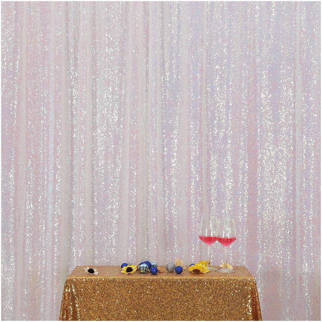 Poise3EHome 7FT x 7FT Iridescent Sequin Photography Backdrop Curtain for Party Decoration, Iridescent