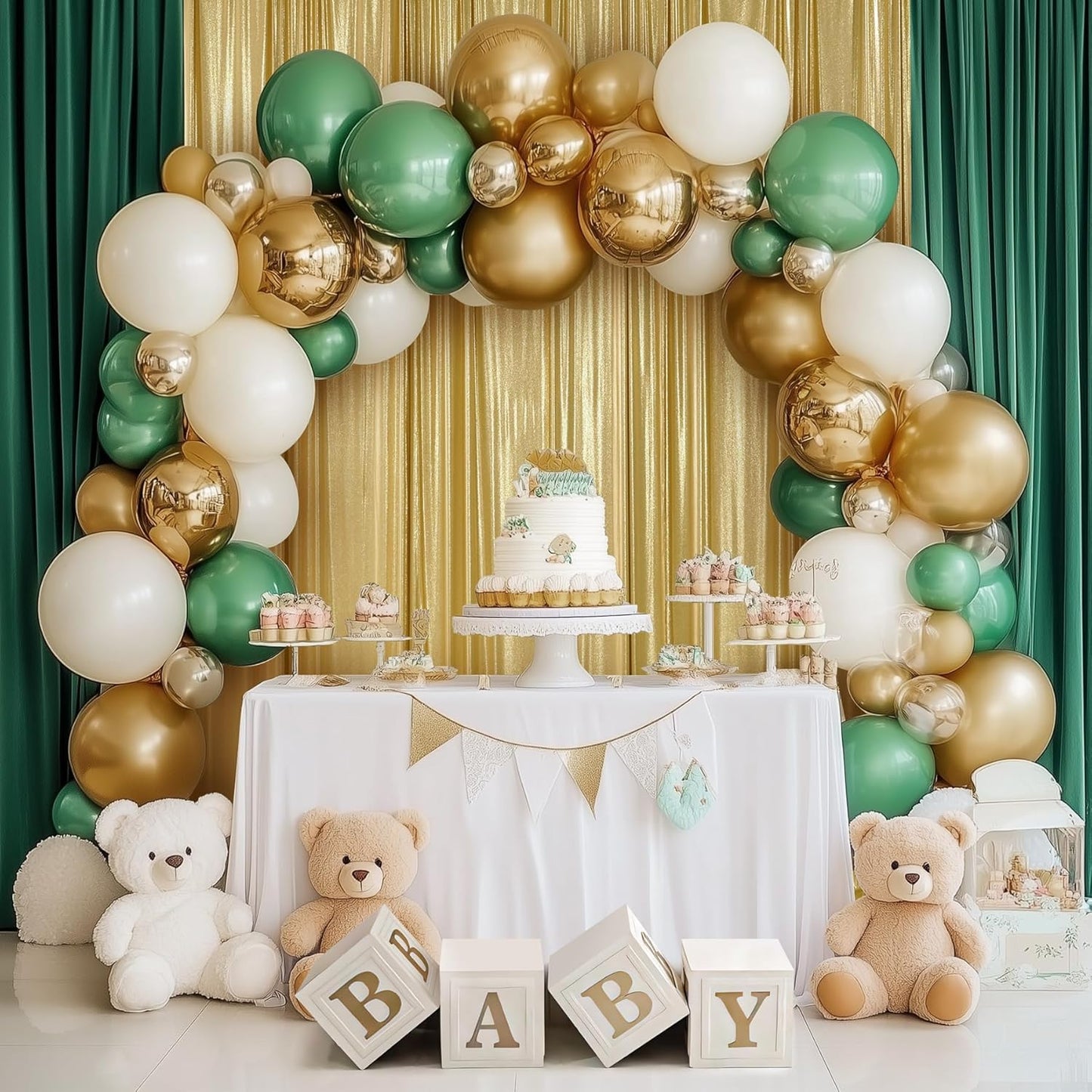 Outpain Thick 20 ft x 10 ft Gold Sequin Backdrop Curtain for Parties, Wrinkle Free Glitter Photo Backdrop Drapes 4 Panels 5x10ft Gold Back Drop Cloth for Wedding Christmas Photography Background