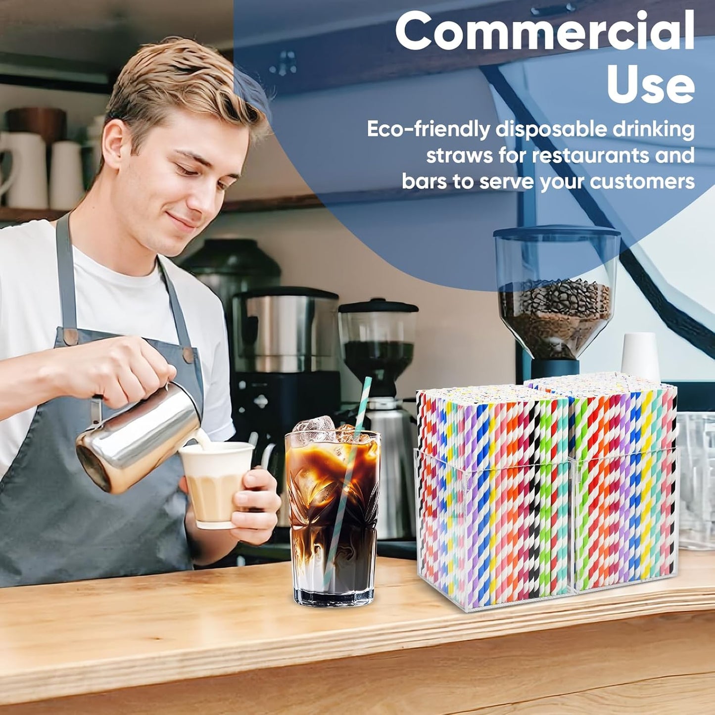 7.75" Colorful Striped Paper Drinking Straws, 500 Counts in Bulk, 10 Assorted Colors, Disposable & Biodegradable - for Bar, Restaurant, Party, Crafts, Cake Pops