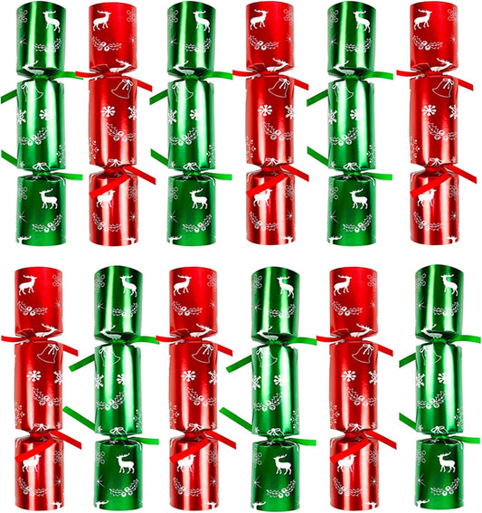 12 Pack Christmas No-snap Party Table Favors, Christmas themed Holiday Supplies with Party Hat, Joke & Little Gift Inside for Kids Adults Xmas Gift