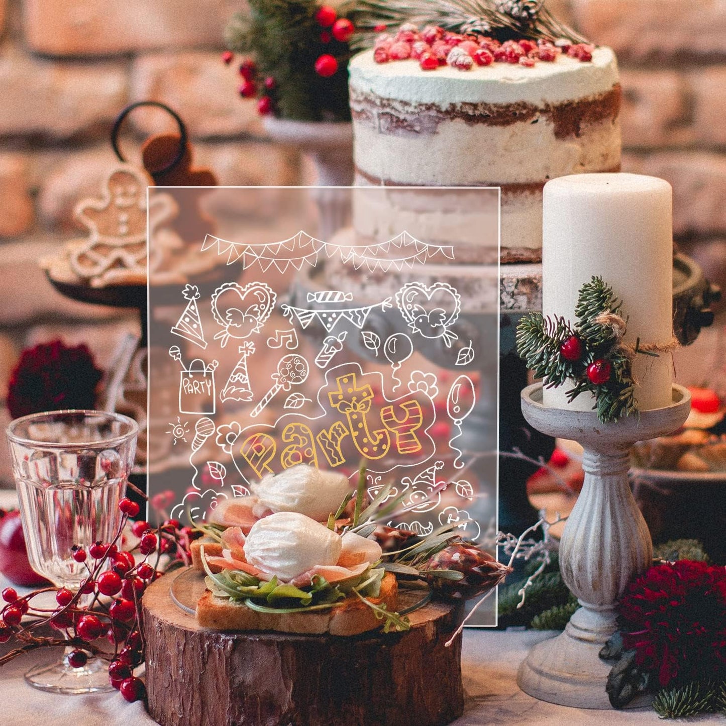 JINMURY 8x10 Inch Frosted Acrylic Sign with Holder- 6 Pack Blank Frosted Acrylic Sheets and Wood Stands, DIY Blank Table Signs for Wedding Party Reception (6 Pack 8 x10 Inch)