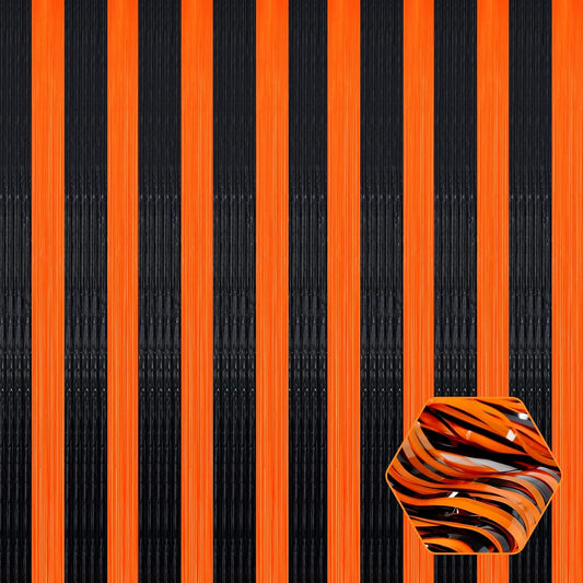 3 Pack Black Orange Foil Fringe Curtain Backdrop, 3.28Ft x 8.2Ft Metallic Tinsel Foil Fringe Streamer Curtains for Photo Booth, Mother's Day, Easter, Birthday, Wedding Party Decorations