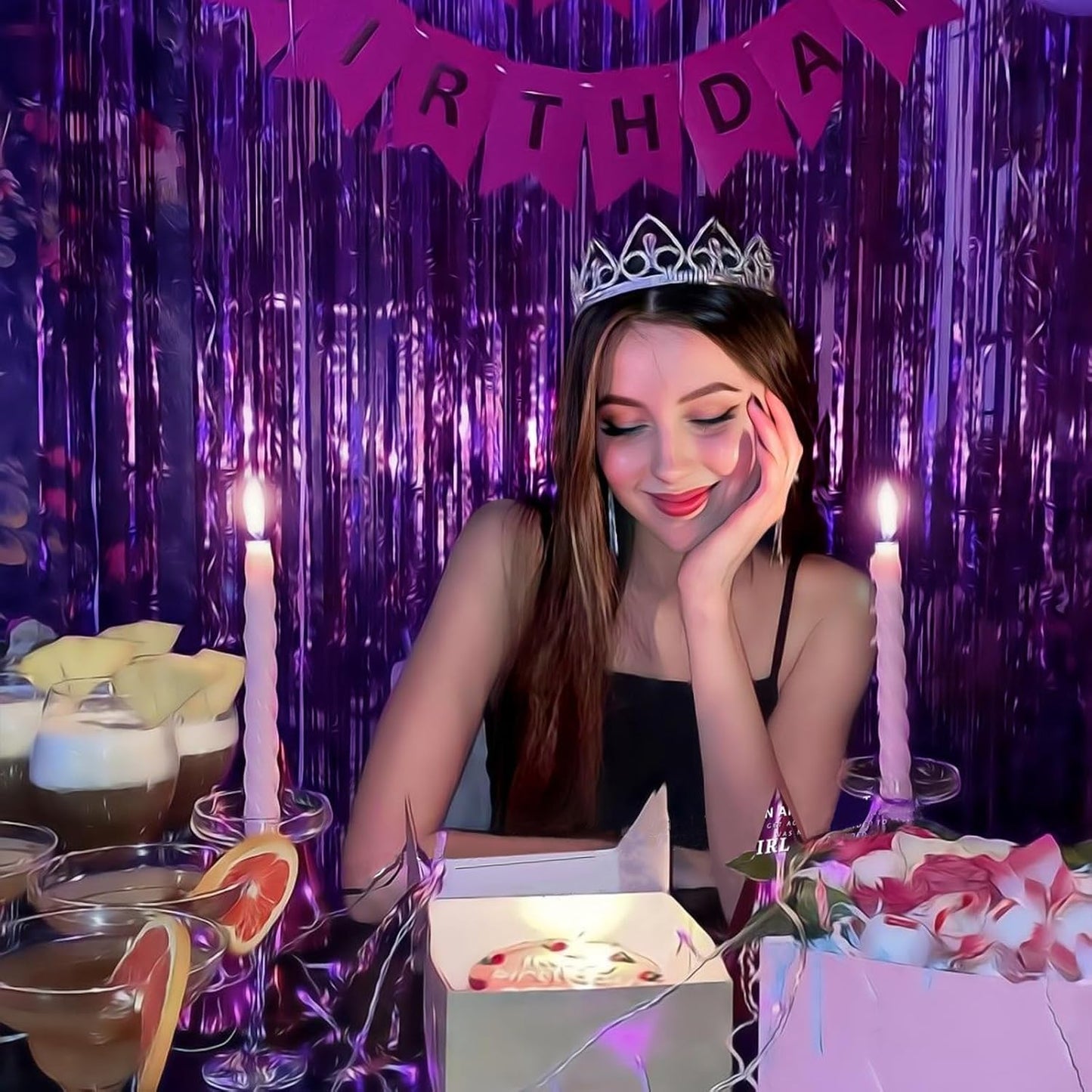 CANREVEL 2 Pack 3.3x8.2 Feet Purple Foil Fringe Backdrop Curtains, Tinsel Streamers for Mermaid Birthday Party Decorations, Graduation, Halloween, Disco Party