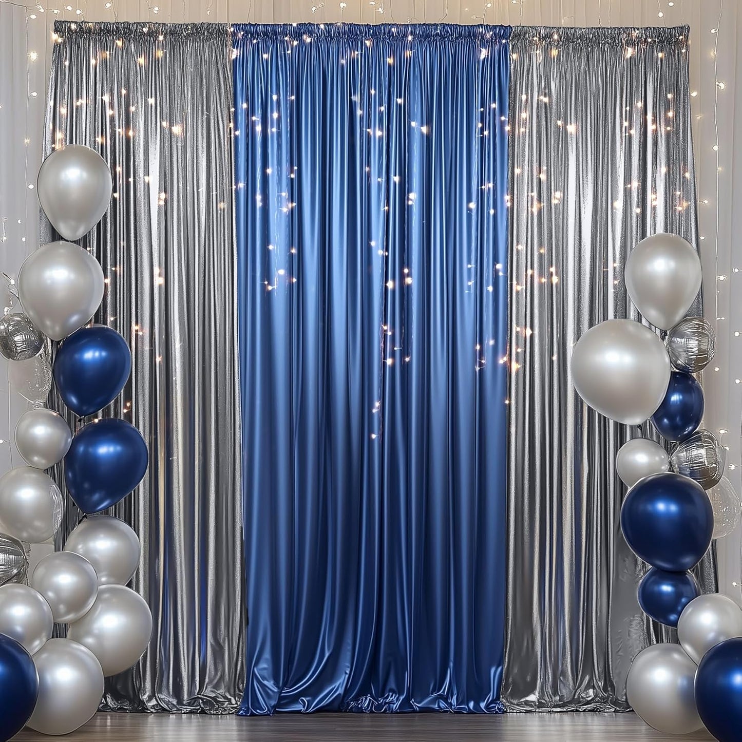 Outpain Thick 20 ft x 10 ft Black Silver Sequin Backdrop Curtain for Parties, Wrinkle Free Glitter Photo Backdrop Drapes 4 Panels 5x10ft Black Silver Back Drop Cloth for Wedding Photography Background