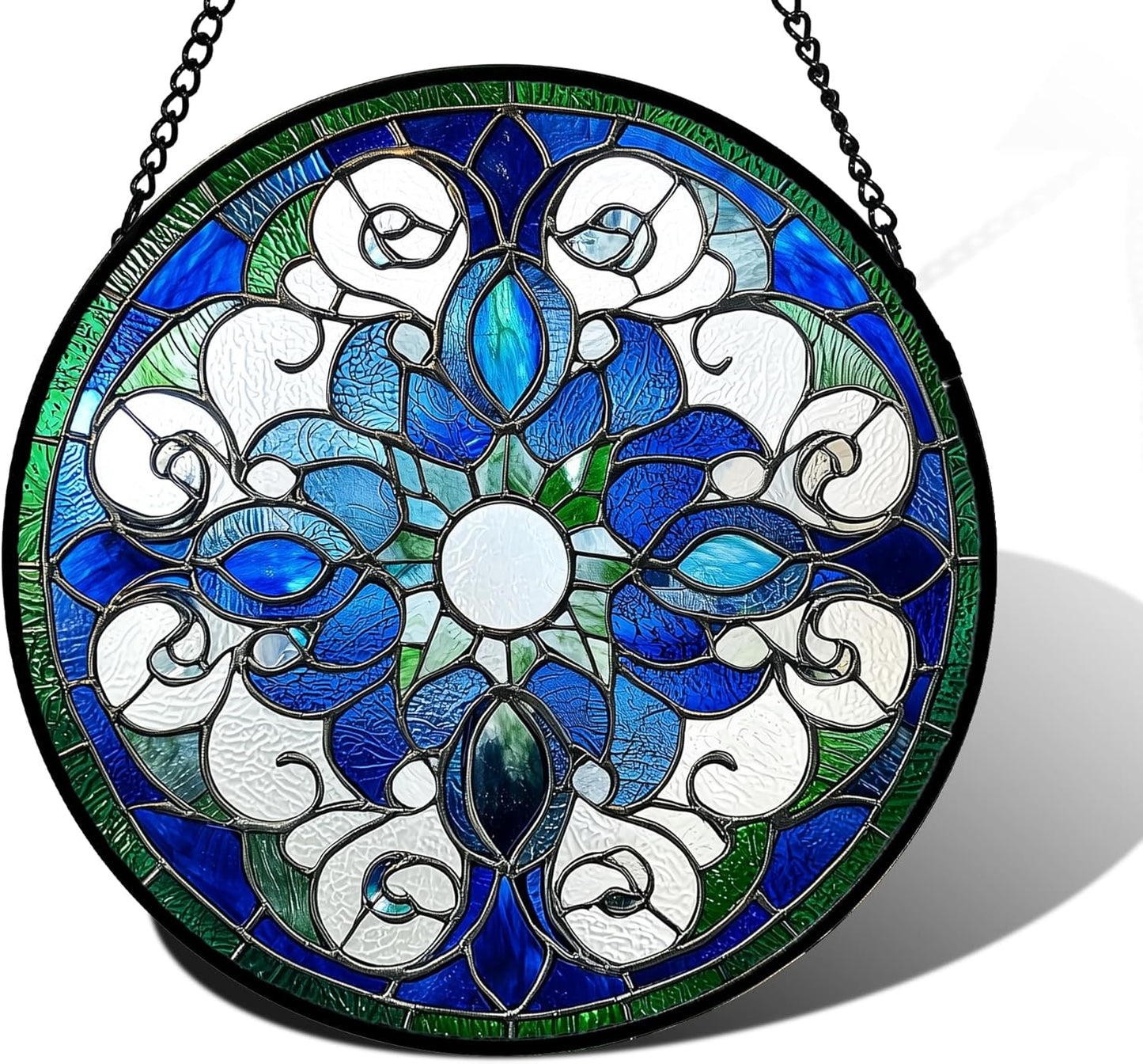 Stained Glass Window Hanging, Boho Style Sun Catchers Diamond Glass Panel Hangings Tiffany Suncatcher Decor for Birthday for Women, Men, Wife, Aunt, and Mom 6.3 in