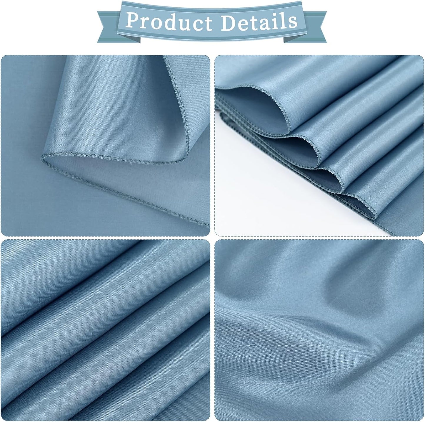 fani 60 PCS Dusty Blue Satin Chair Sashes Bows Universal Chair Cover for Wedding Reception Restaurant Event Decoration Banquet,Party,Hotel Event Decorations (7 x 108 inch)