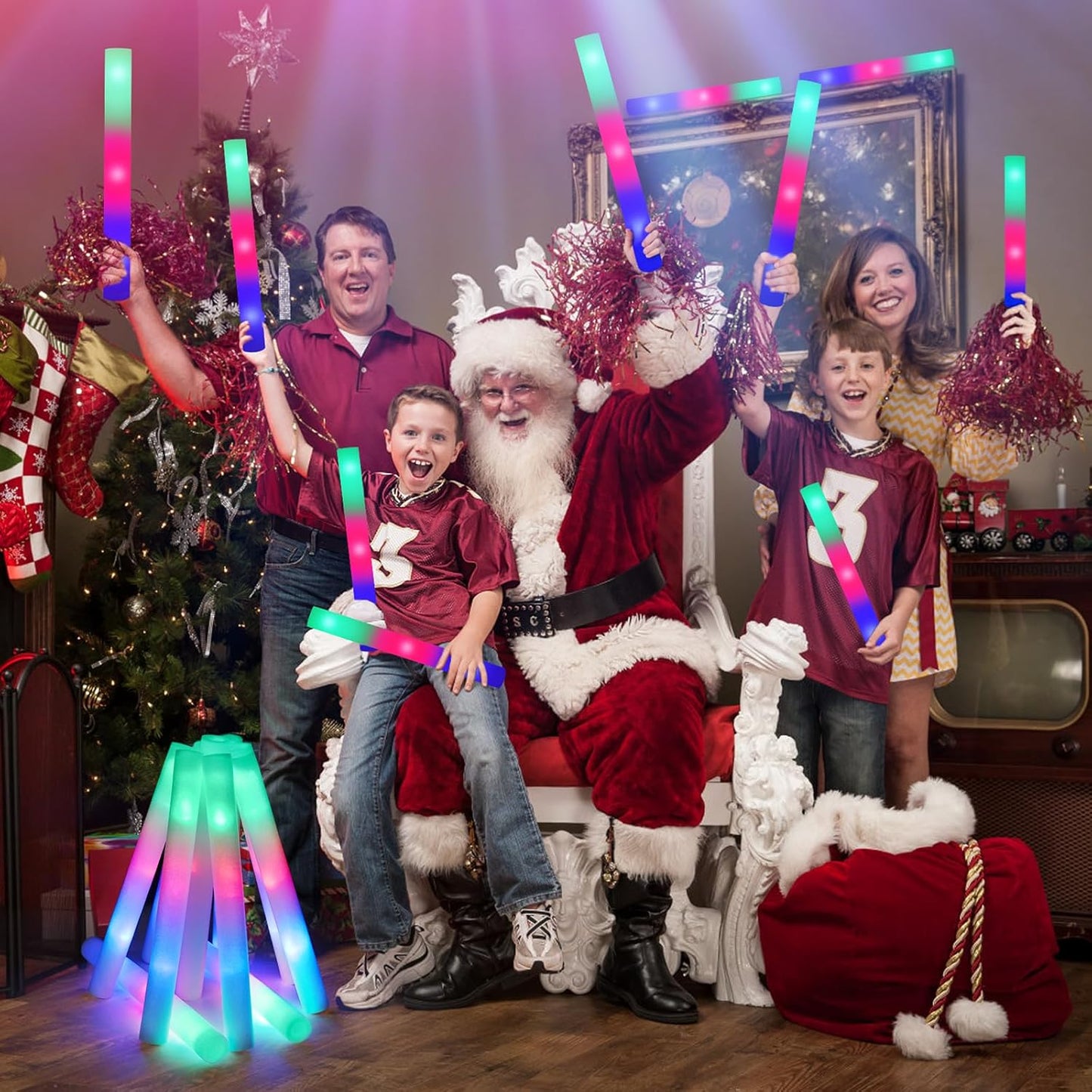 105 PCS LED Foam Glow Sticks, Glow Sticks Bulk Party Pack with 3 Modes Colorful Flashing, Glow in The Dark Party Supplies, Light Up Foam Sticks for Wedding, July 4th, Birthday, Raves, Concert