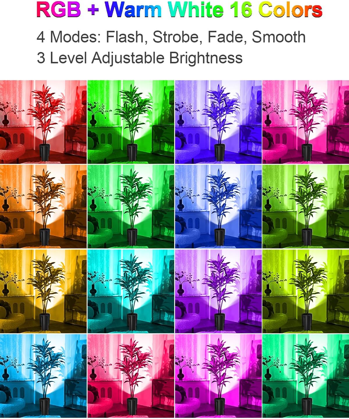 ZUCKEO RGB Spotlight Indoor Uplights 5W Floor Can Light Up Accent Lighting, LED Color Changing Spot Lights for Home Plant Christmas Halloween Decor, GU10 Bulb, 5.25FT Plug in Cord & Switch, 2 Pack