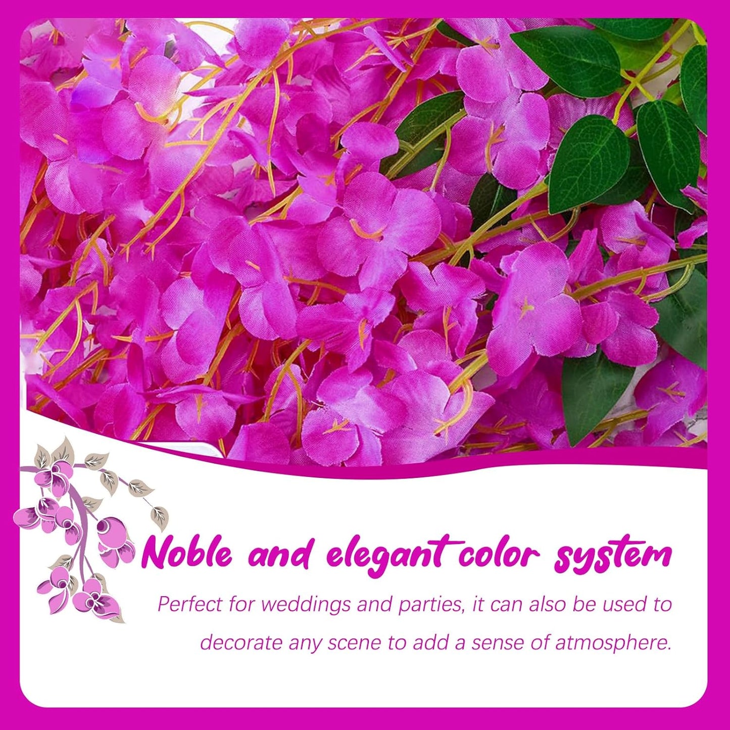 5 Pack Purple Red Wisteria Hanging Flowers Garland, 3.77 Feet Artificial Flower Vines, Fake Wisteria, Artificial Vines Hanging Garland for Backdrop Outdoor Yard Garden Decor