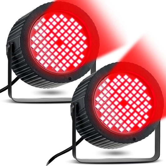Funtery 2 Pcs Bright White Strobe Light 88 LEDs Flash Party Lighting Speed and Sound Modes Flashing Stage Lights for Christmas Easter Birthday Party Room Dance DJ Bar Karaoke Show Wedding (Red)
