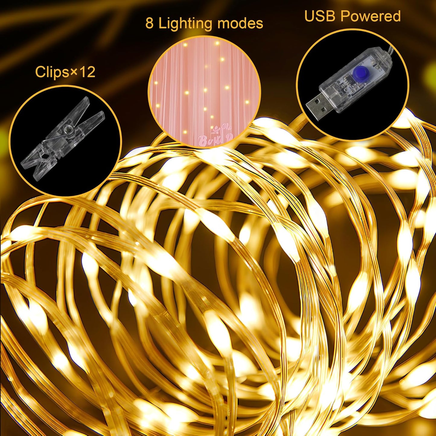 Fomcet Peach Tulle Backdrop Curtains with Lights String 10FT X 8FT Sheer Curtain with Lights Tulle Curtains Backdrop for Wedding Birthday Party Baby Shower Photo Shoot (2 Panels 5x8FT)