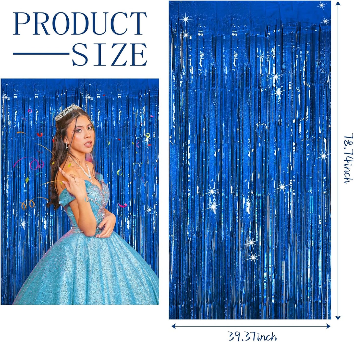 3 Pack Blue Backdrop Party Streamers Ocean Themed Decor Birthday Party Decorations Foil Fringe Backdrop Curtain Graduation Bachelorette Winter Holiday Gender Reveal Party Decorations Supplies