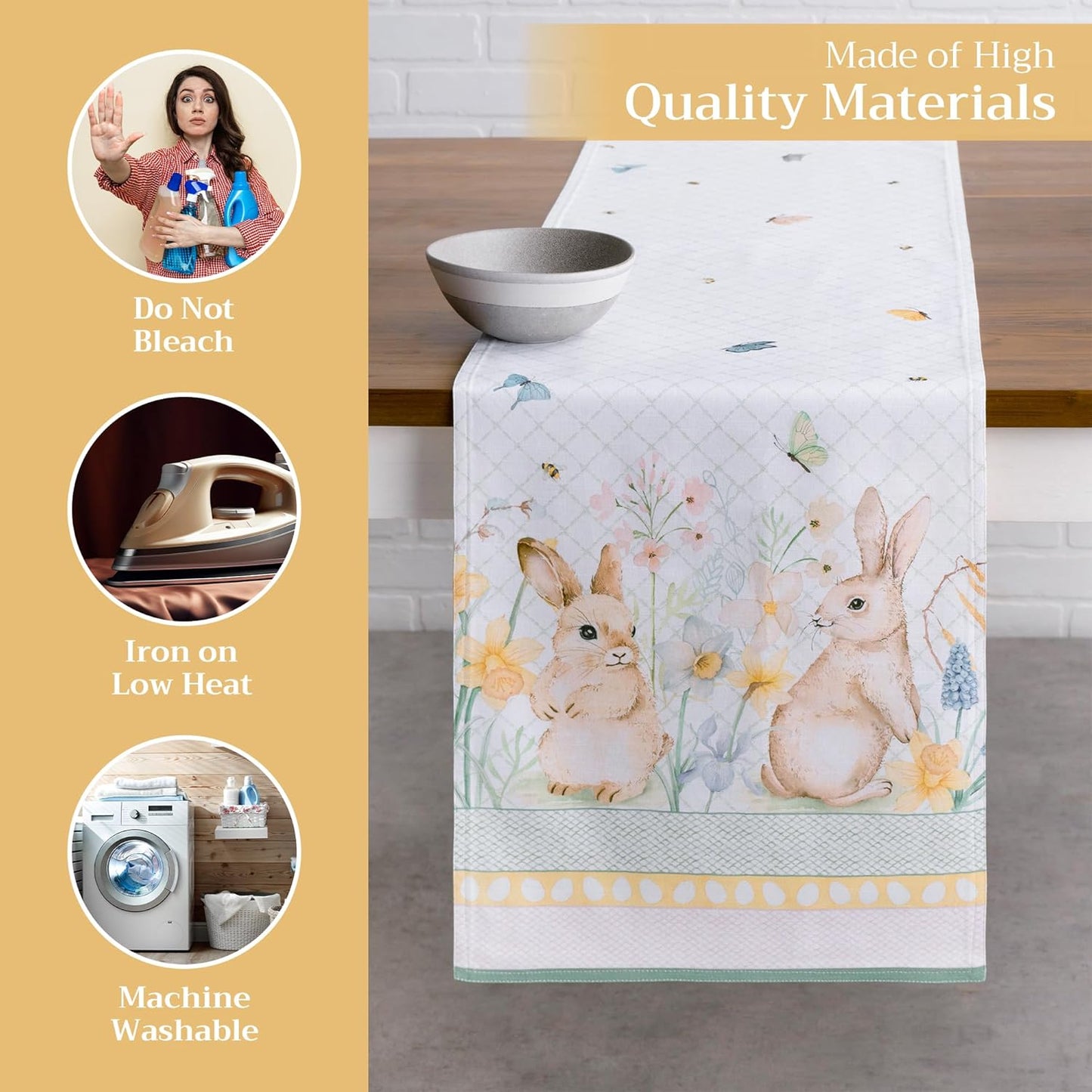 Maison d' Hermine Table Runner 100% Cotton Double Layer Table Runners 72 inches Long Decorative for Kitchen Dining Party Baby Shower Wedding Bridal Shower Spring Summer (Easter Dew , 14.50" x 72")