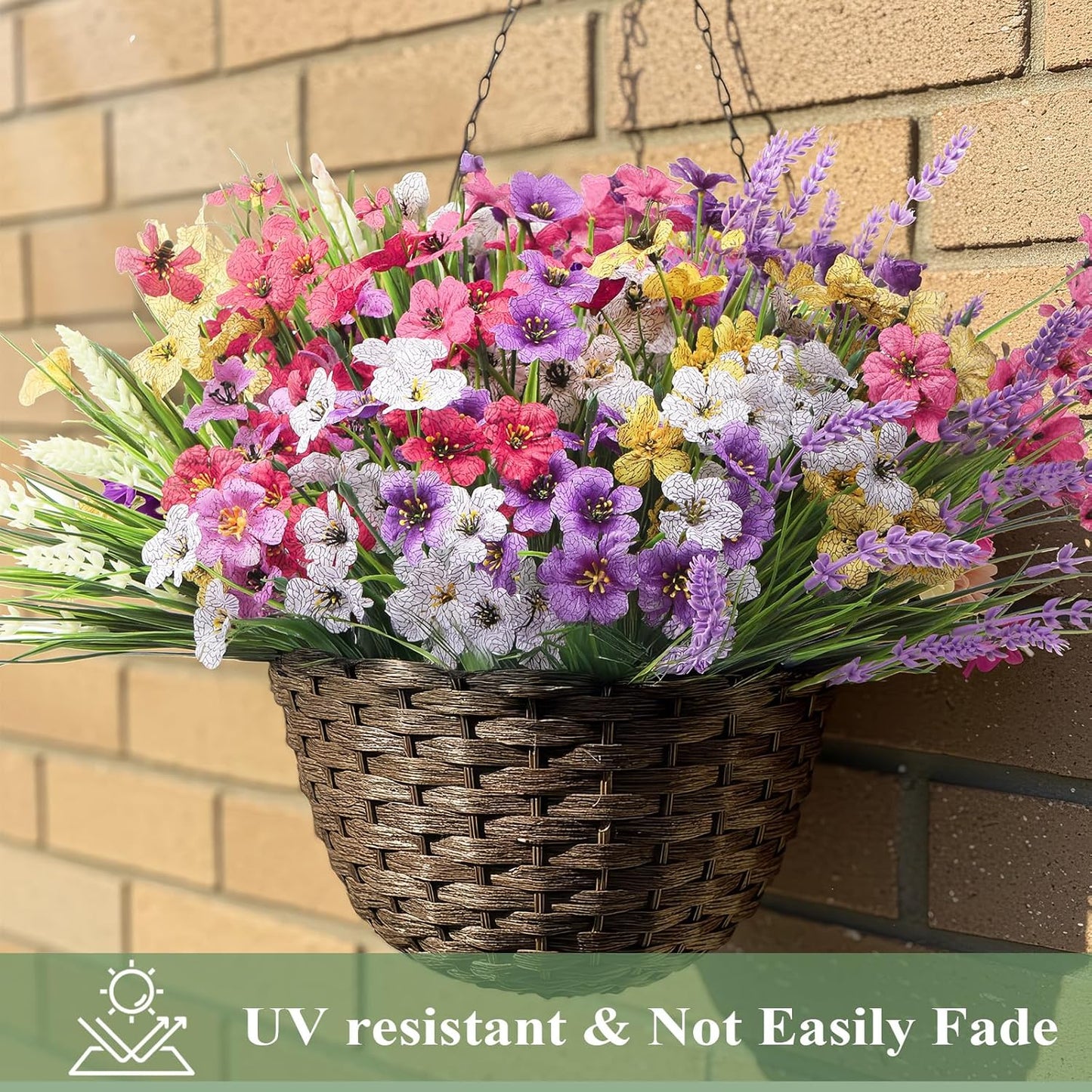 Artificial Flowers for Outdoors 24 Bundles, UV Resistant Colorful Fake Silk Flower Outdoor Planter Garden Decor Indoor Decorations