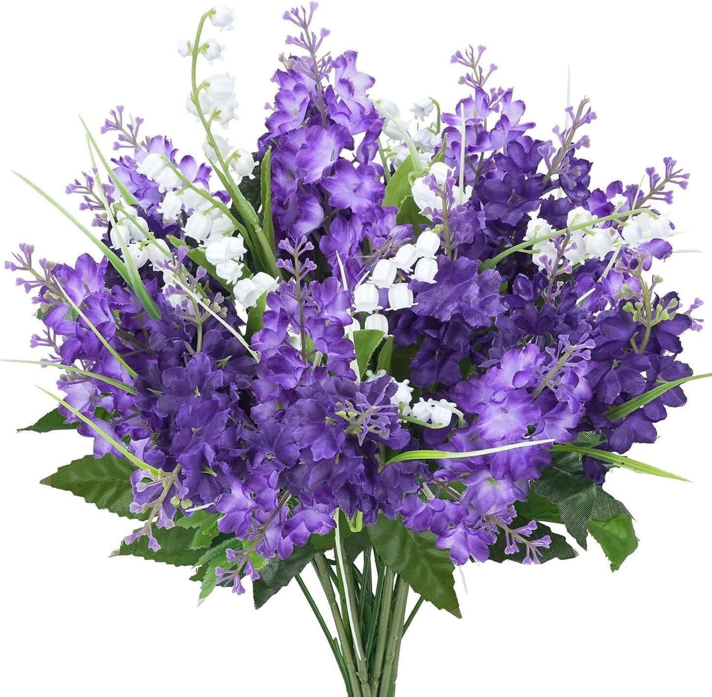 10Pcs Lilac Flowers Artificial Bouquet Fake Purple Flowers Faux Lilacs Mix Bush Artificial Purple Silk Flower Bulk Arrangements Summer for Table Centerpieces Home Kitchen Wedding Decorations