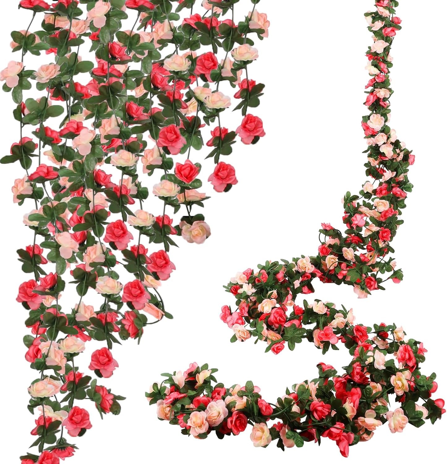 10 Pcs 82FT Flower Garland, Artificial Rose Garland Flowers Plants Fake Flower Hanging Rose Ivy, Birthday Party Valentine's Day Wedding Wall Arch Decor