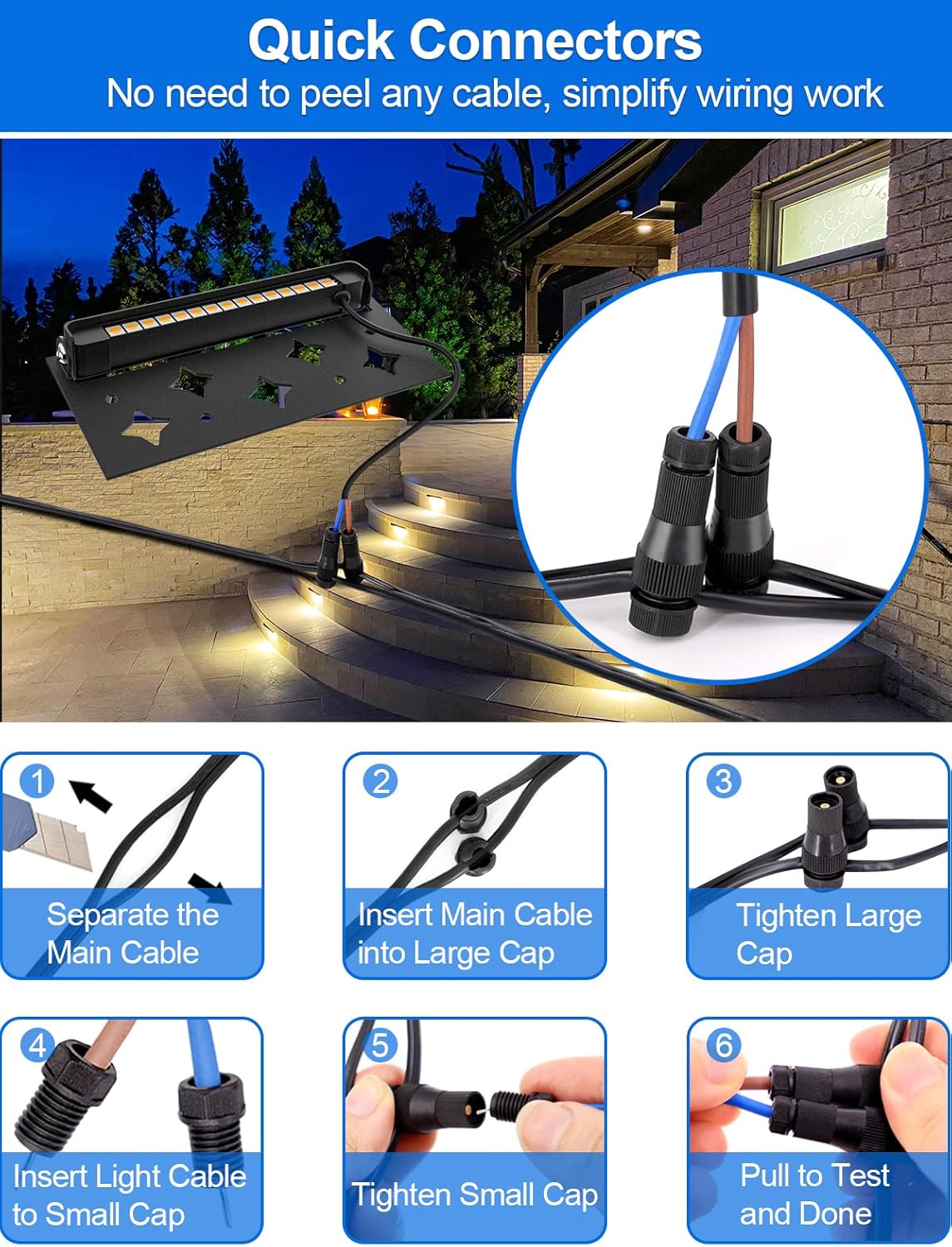 5W Retaining Wall Lights 7 inch LED Hardscape Lighting Low Voltage Landscape Paver Lights 12V Step Lights Outdoor IP66 Waterproof 3000K Soft White Stair Deck Lighting (12 Pack+ Connectors)