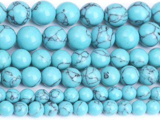 Lake Blue Turquoise Stone Beads Gemstone Round Crystal Energy Jade Beads Stone Beads for Jewelry Making DIY Bracelet Necklace Jewelry Making 1 Strand 15.5inch 31PCS 12MM