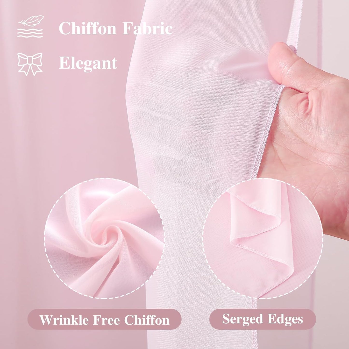 Wedding Arch Draping Fabric 2 Panels 18Ft Blush Chiffon Fabric Drapes Arbor Drapery for Wedding Ceremony Reception Swag Decorations