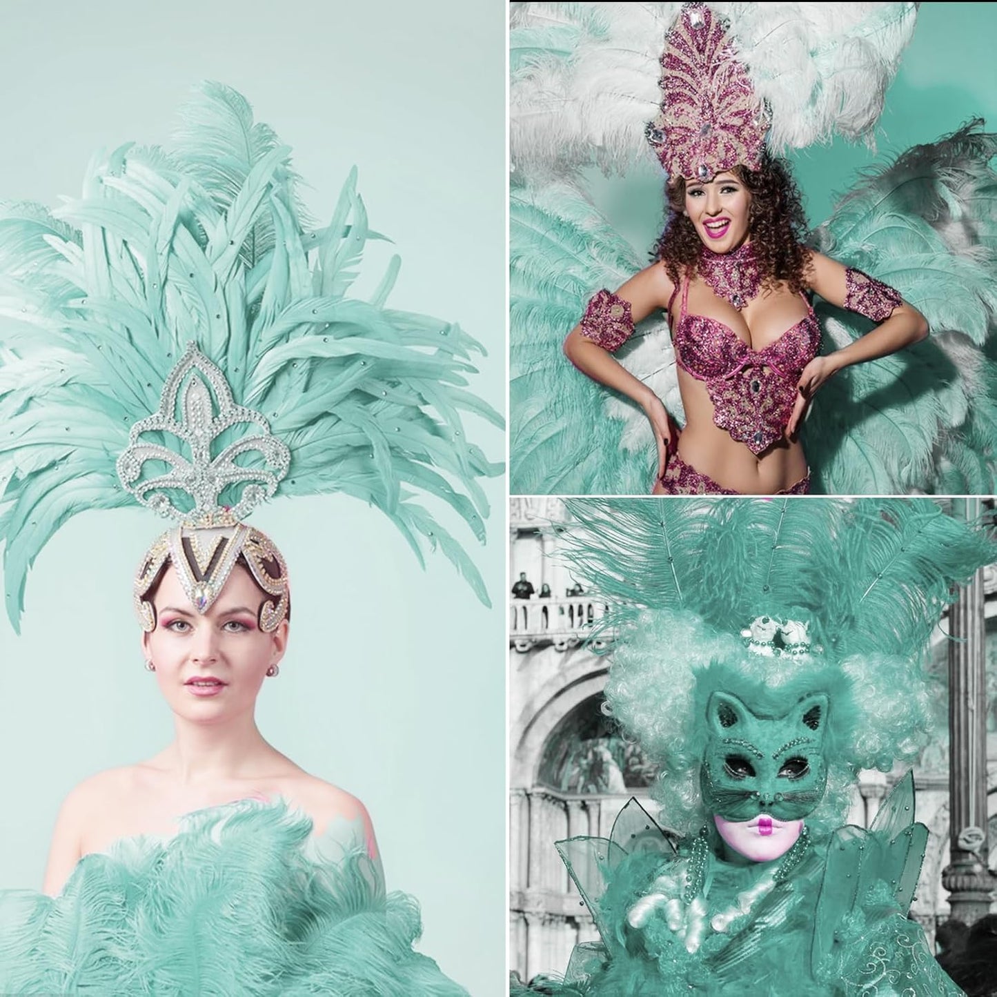 NEWONG 30pcs Mint Green Ostrich Feathers Natural Bulk 11-14inch(28-35cm) Vase Craft Wedding Home Party Centerpieces Christmas Day Decoration