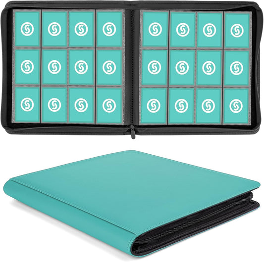 SMYV 12 Pocket Trading Card Binder, Premium PU Cover Card Binder for 720 Cards, Ringless Side Loading Card Collection Album Folders for MTG, TCG, Game Cards & Sports Cards (Blue)