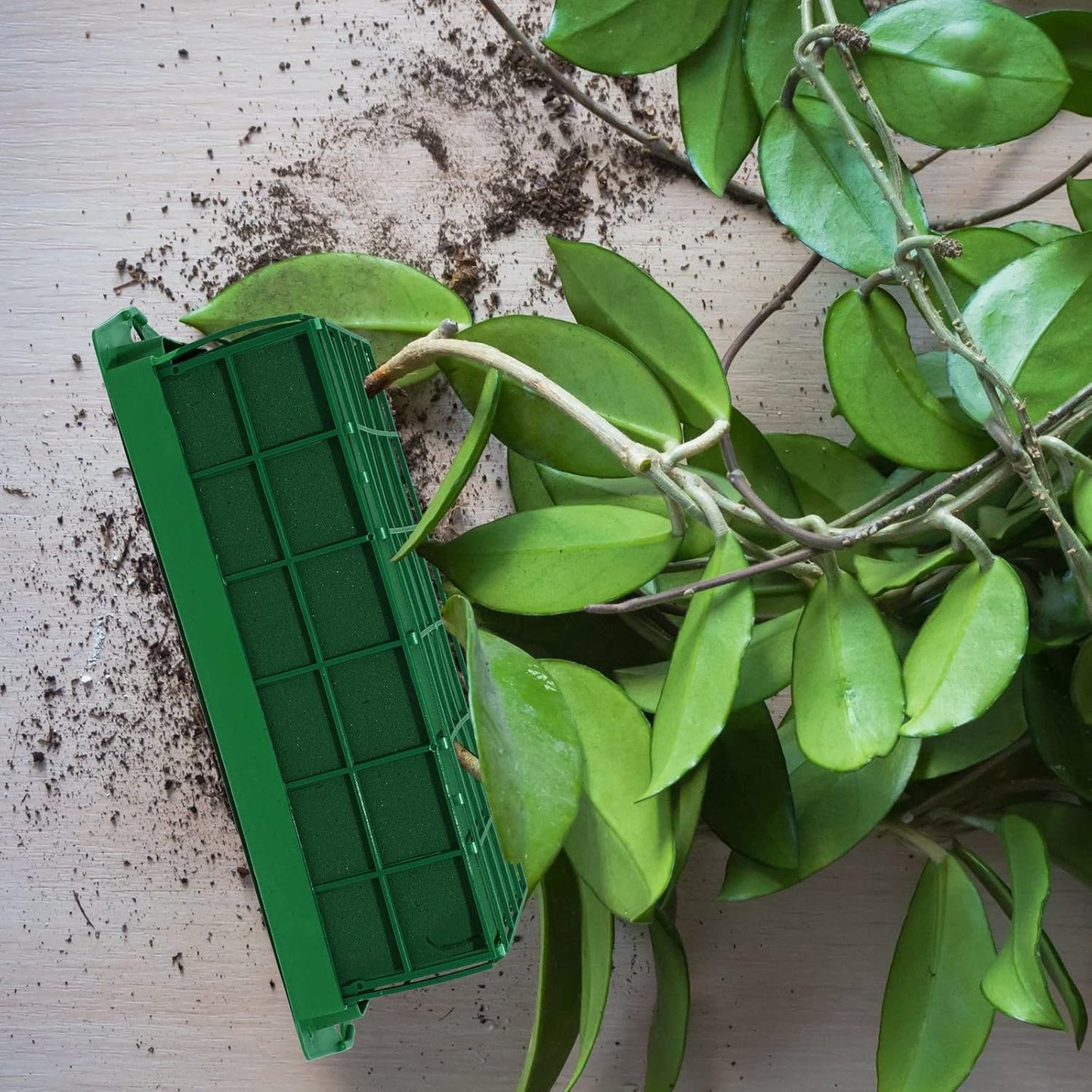 Boao 16 Pieces Floral Foam Cage Holder with Floral Foam for Fresh Flowers Cage Bowl for Table Centerpiece Flower Arrangement, Rectangle, 11.8 x 4.7 x 3.1 Inch