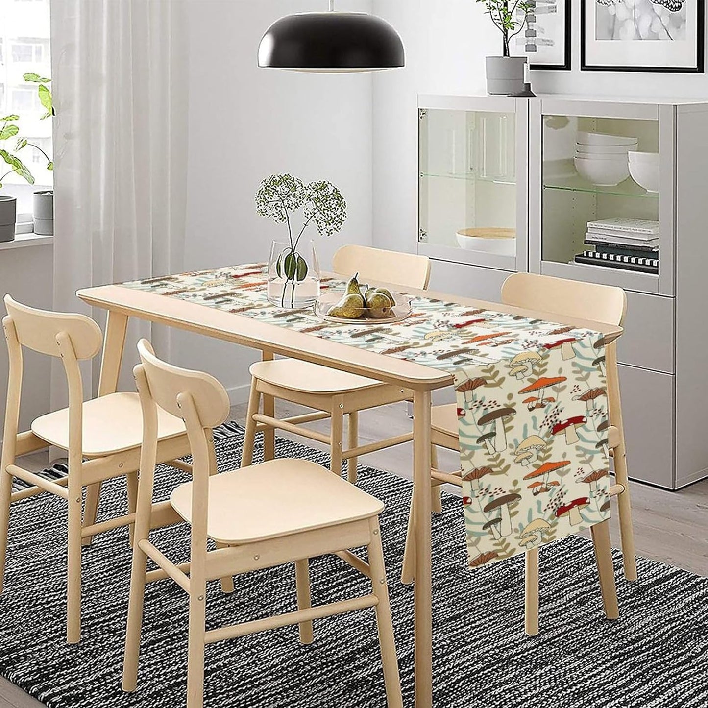 Mushroom Table Runner, Vintage Nature Plant Table Runner for Farmhouse Kitchen Dining Table Decoration for Home Party Decor 13x36 Inch