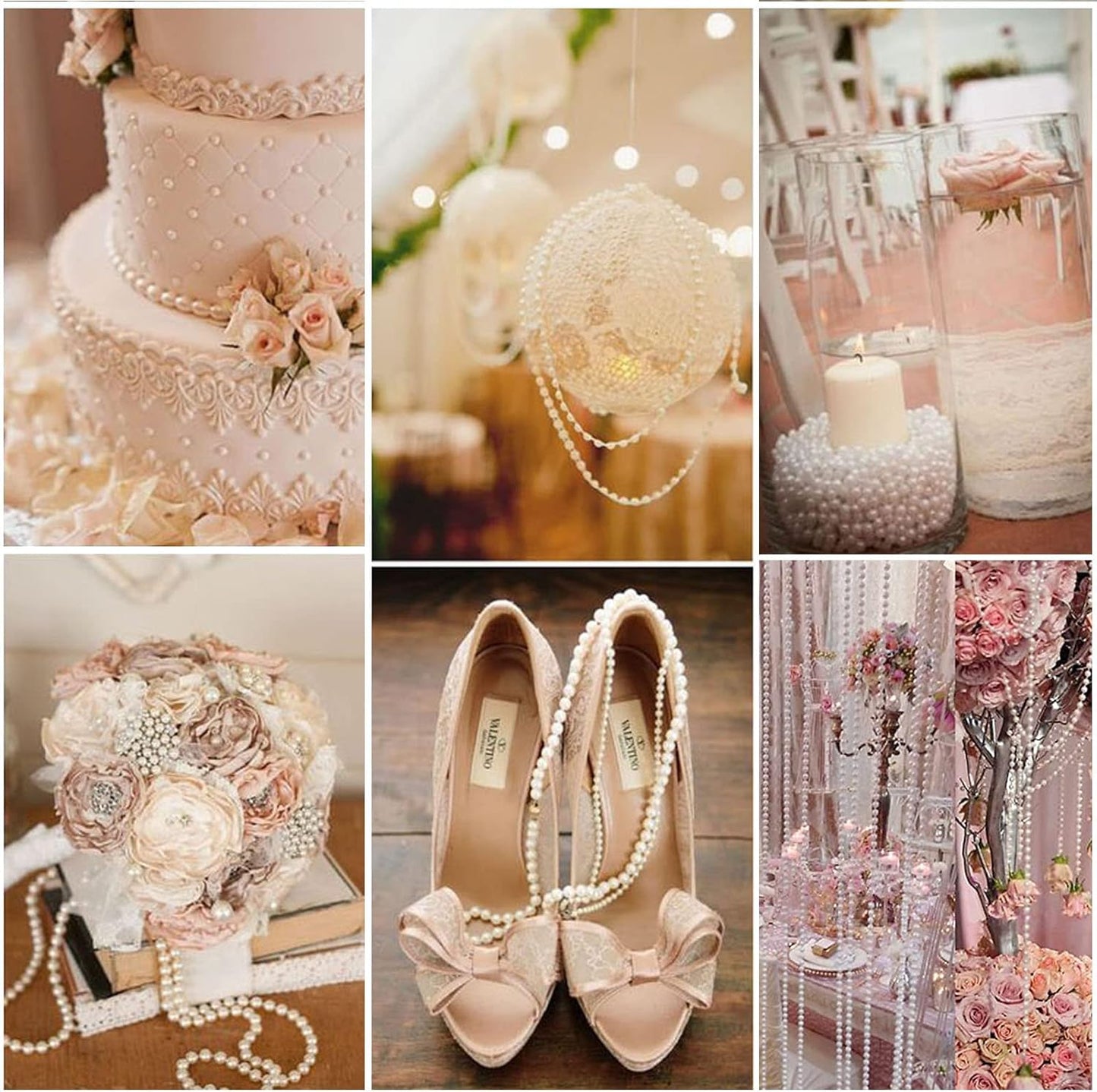 [29.5Feet] Pearl Beads Garland, 10MM 9.8 Yards Faux Pearl Beads String Roll Bulk for DIY Craft Wedding Party Christmas Tree Decoration