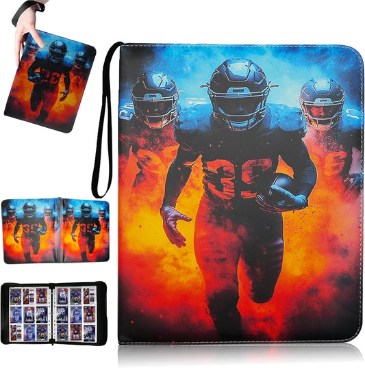 Trading Card Binder 9 Pocket, Pockets Football Card Binder, Premium Double Sided Pocket PU Cover Card Collection Binder for 900 Cards, Card Album for YuGiOh, MTG, TCG, Game Cards & Sports Cards