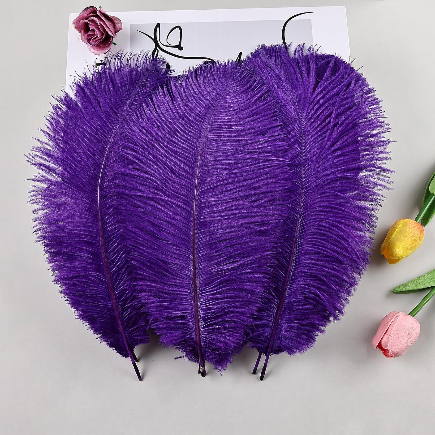 THARAHT Purple Ostrich Feathers 24pcs Natural Bulk 8-10Inch 20cm-25cm for Crafts Wedding Party Centerpieces Halloween and Home Decoration Feather