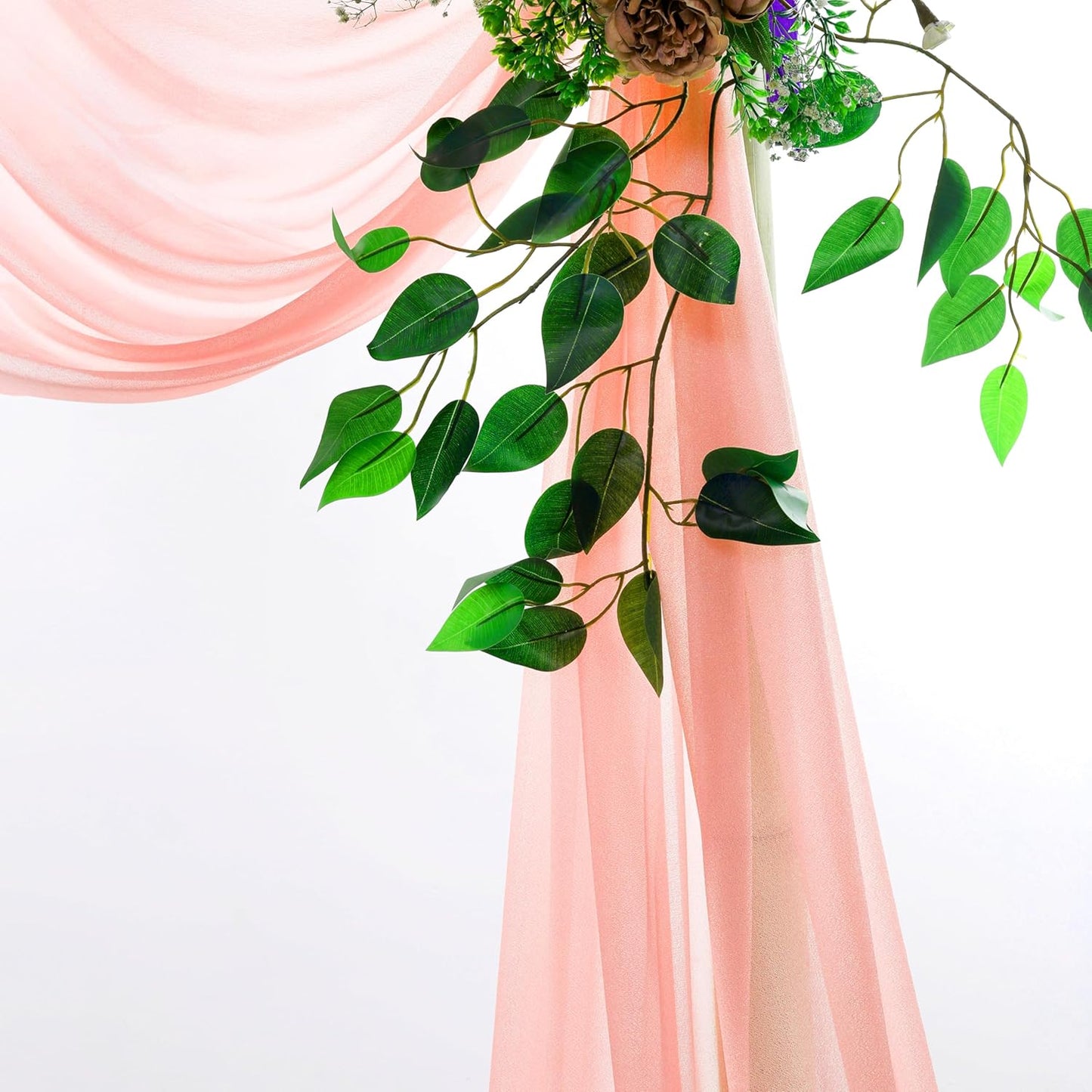 VDS Pack of 1 Panel (30 Inch X 20 Feet) Wedding Arch Draping Fabric Sheer Chiffon Fabric Drapery for Wedding Ceremony Reception Swag Backdrop Canopy Chuppah ARBO Altars Decoration (Peach)