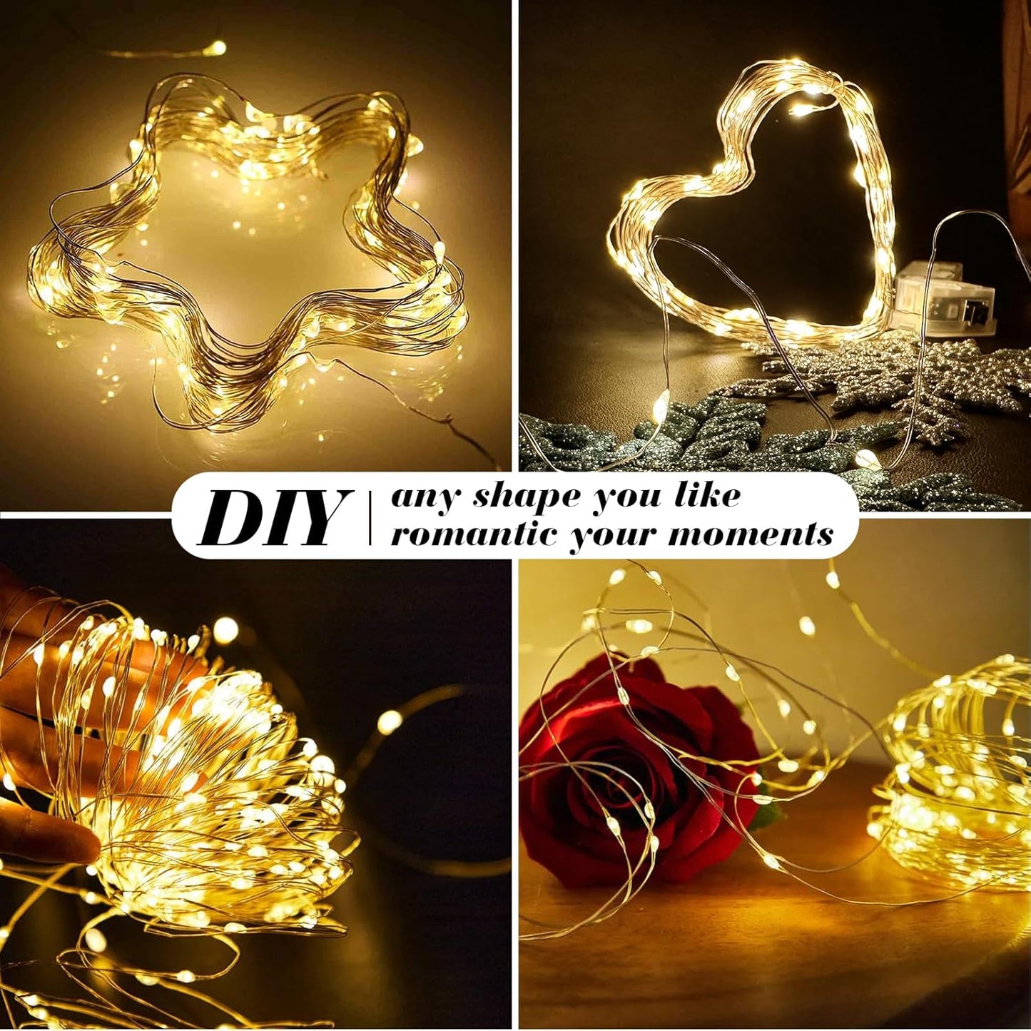 ZGWJ 50 Pack Fairy Lights Battery Operated, 7ft 20 Mini LED Fairy String Lights Silver Wire 3 Modes for DIY, Parties, Wedding, Bedroom, Halloween Christmas Decoration Warm White