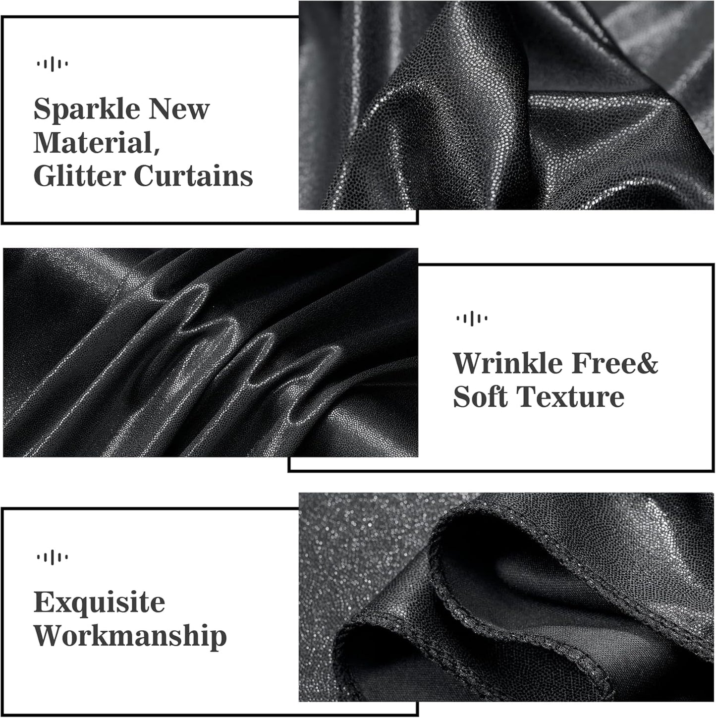 Outpain Thick 20 ft x 10 ft Black Sequin Backdrop Curtain for Parties, Wrinkle Free Glitter Photo Backdrop Drapes 4 Panels 5x10ft Black Back Drop Cloth for Wedding Christmas Photography Background