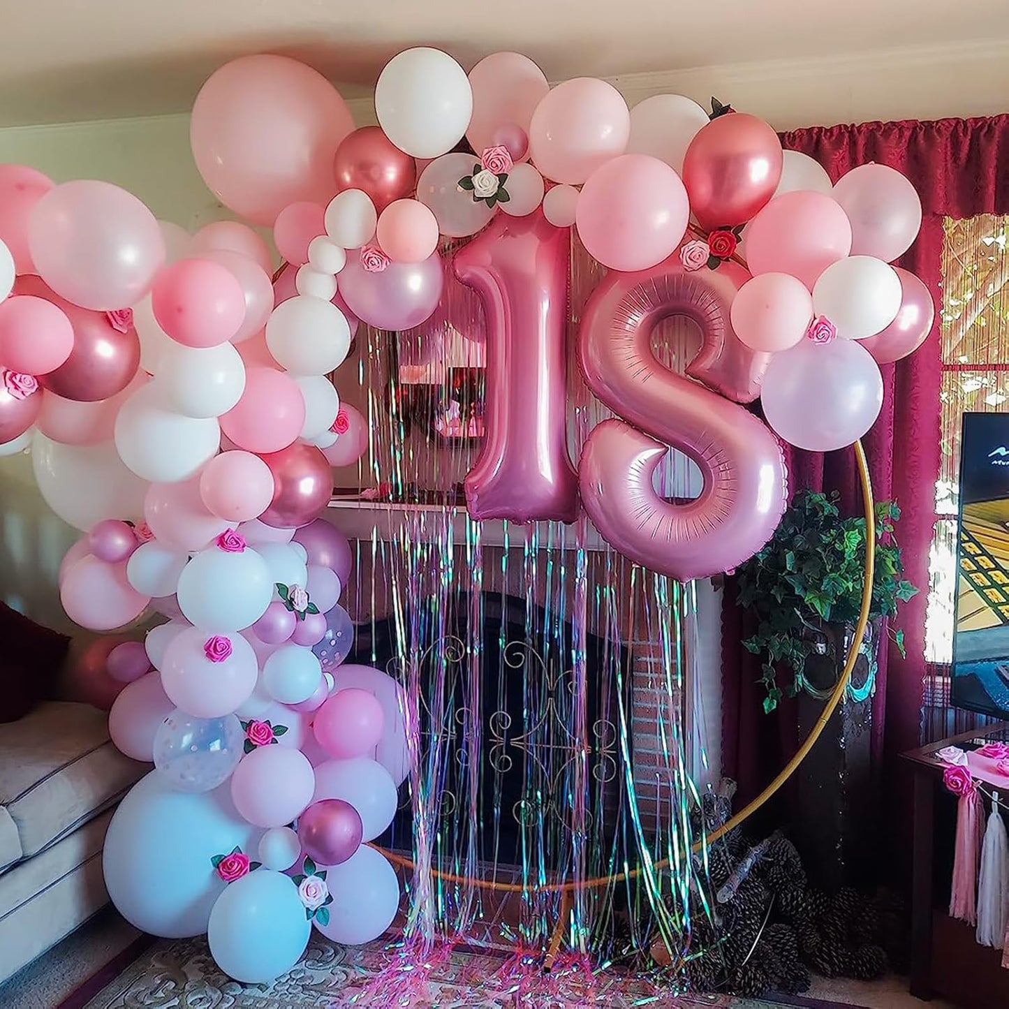 Pink Balloon Set - 12 Inch Metallic, Light Pink and White Latex, Pastel Macaron Pink Party Decoration for Girl Women Birthday, Wedding, Baby Shower, Valentine's Day