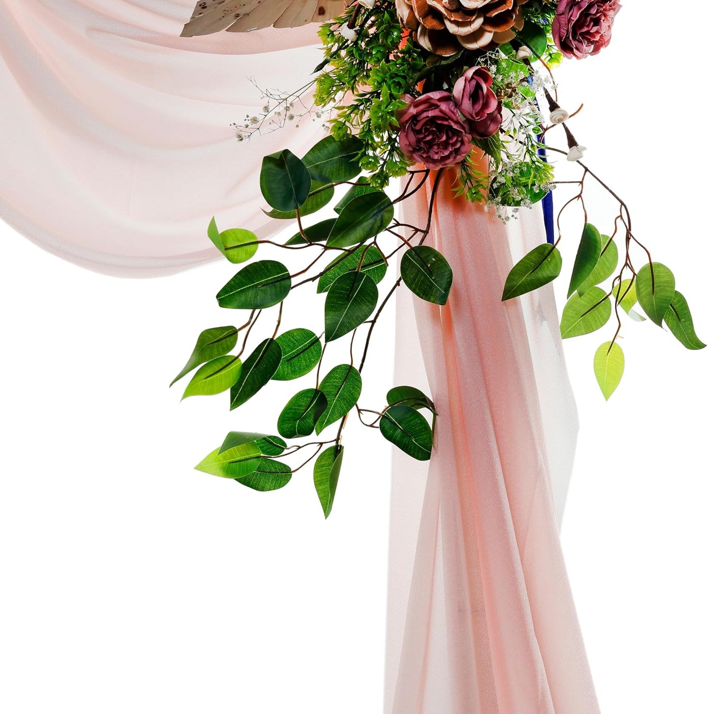 VDS Pack of 1 Panel (30 Inch X 40 Feet) Wedding Arch Draping Fabric Sheer Chiffon Fabric Drapery for Wedding Ceremony Reception Swag Backdrop Canopy Chuppah ARBO Altars Decoration (Dusty Rose)