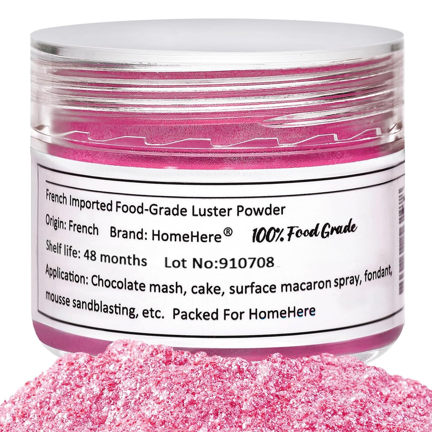 HomeHere Edible Luster Dust Food-Grade Glimmer Powder Glitter for Cake Decorating 7g, Edible Sprinkle Glitter for Cocktails Drinks Baking Candy Dessert Chocolate Vegan Tasteless, Vibrant Pink
