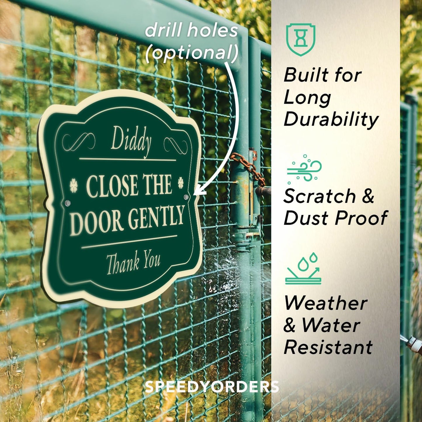 Custom Decorative Outdoor Metal Sign - Personalized Aluminum Driveway Sign, Waterproof, Made In USA - Design 3 Forest Green 10x7 In