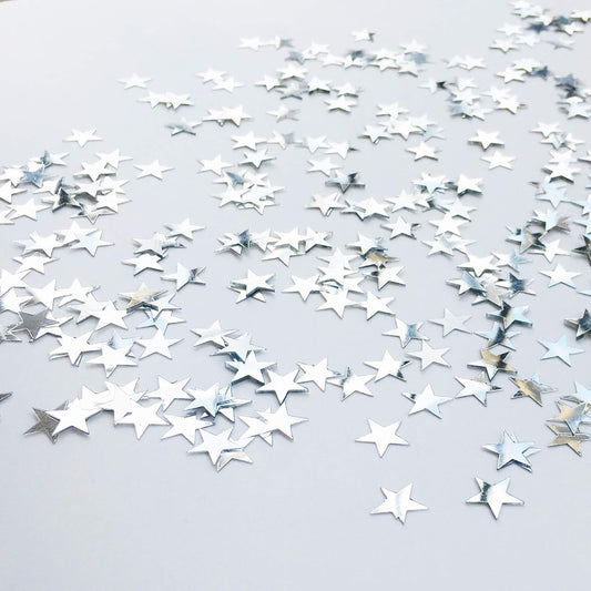 Confetti Star Metallic Foil Confetti Sprinkles for Wedding/Birthday/Festival Party Decorations 1.5OZ (Silver 10mm)