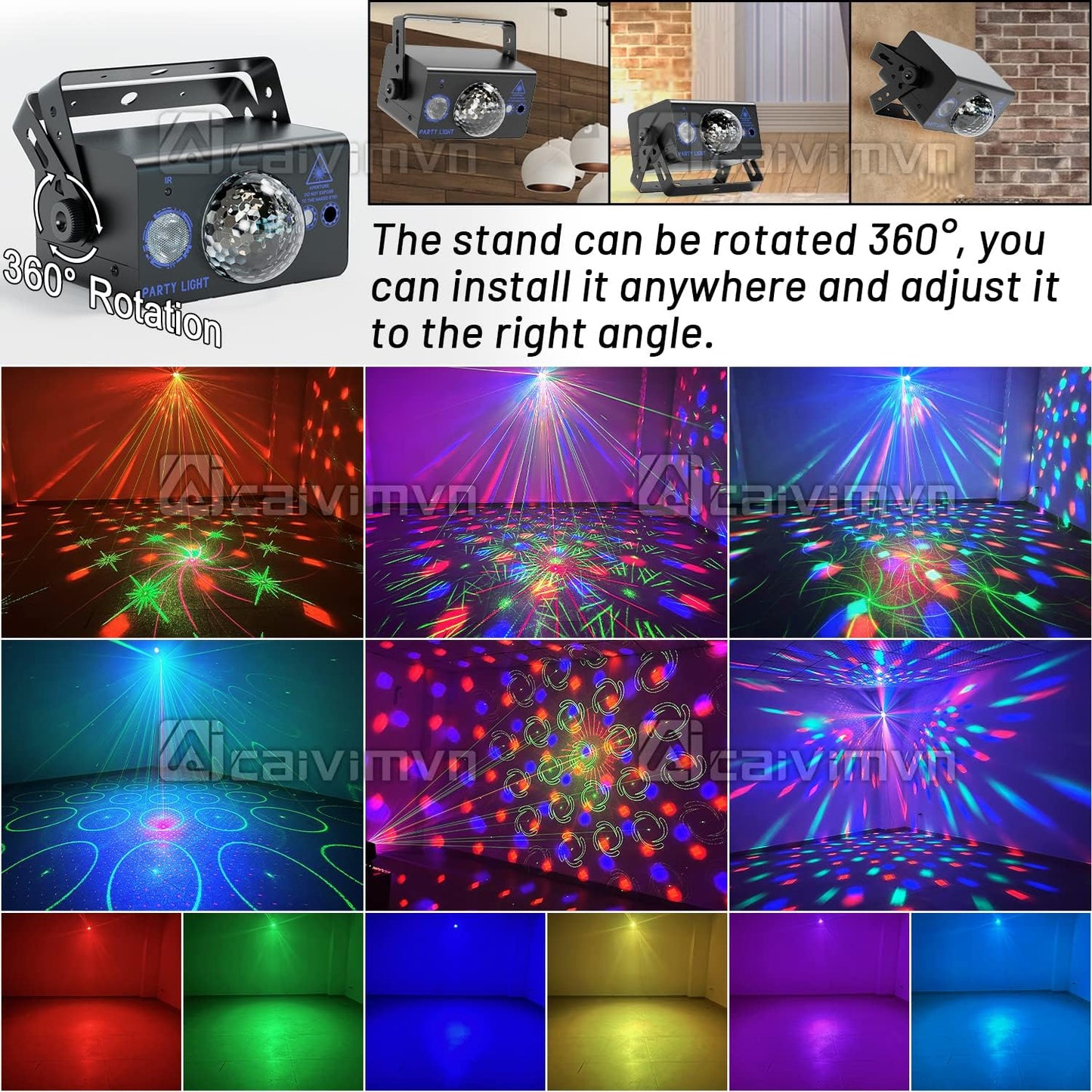Disco Ball Light Party Lights, LED Sound Activated DJ Disco Light Stage Lights with Remote Control Strobe Lights for Parties Bar Birthday Gift Indoor Room Decorations Christmas Halloween Club Wedding