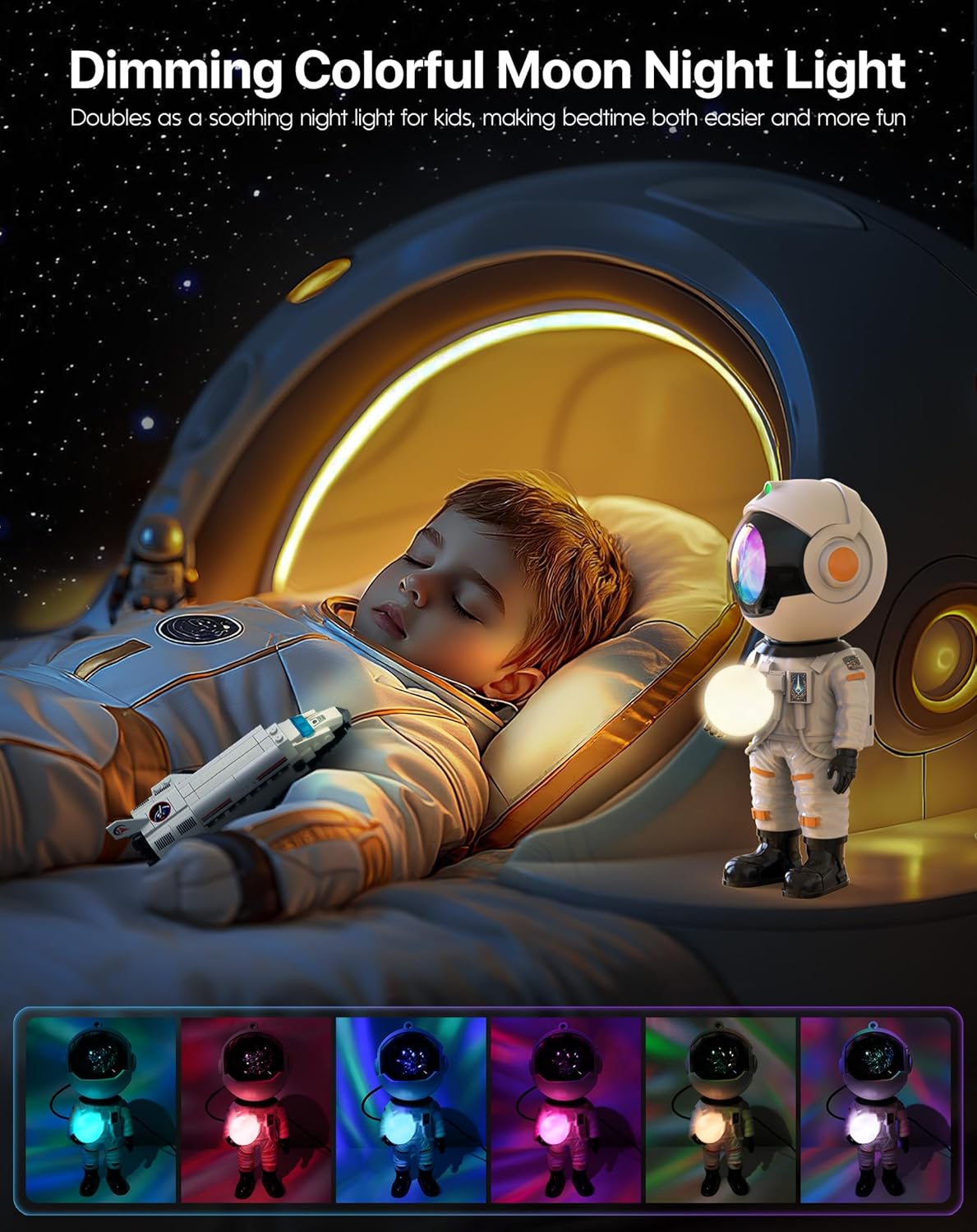 Rossetta Astronaut Galaxy Projector, Star Projector for Bedroom, LED Night Light for Kids Room with Timer and Remote, Room Decor Aesthetic, Home Decor, Gifts for Adults, Teens, Christmas, Birthday