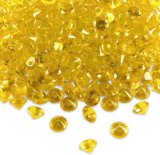 Super Z Outlet Acrylic Color Faux Round Diamond Crystals Treasure Gems for Table Scatters, Vase Fillers, Event, Wedding, Birthday Decoration Favor, Arts & Crafts (1 Pound, 240 Pieces) (Yellow)