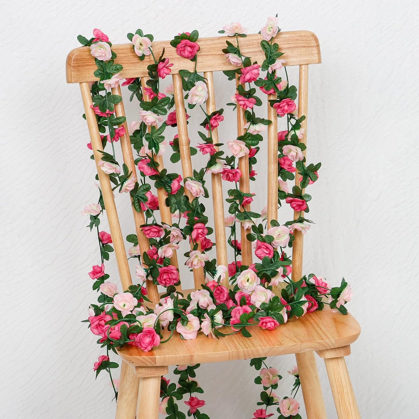 KHOYIME 9 Pack 72 FT Artificial Flower Garland, Fake Pink Roses Vines Silk Flowers Faux Plastic Outdoor Hanging Floral Ivy Garland Decorations for Wedding Arch Bedroom Home Wall Backdrop Room Decor