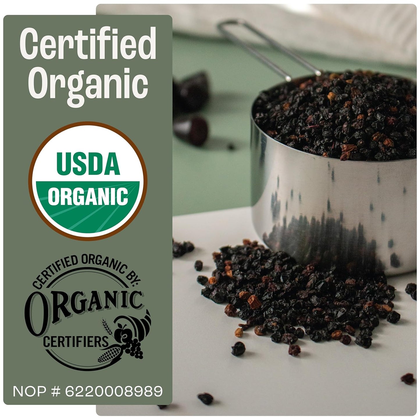 J MAC BOTANICALS Certified USDA - 100% Organic Dried Elderberries - 2lb Bulk - Non-Irradiated, Non-GMO, Whole Black Elderberry Immune Support - Raw Vegan Sambucus 2 Pack