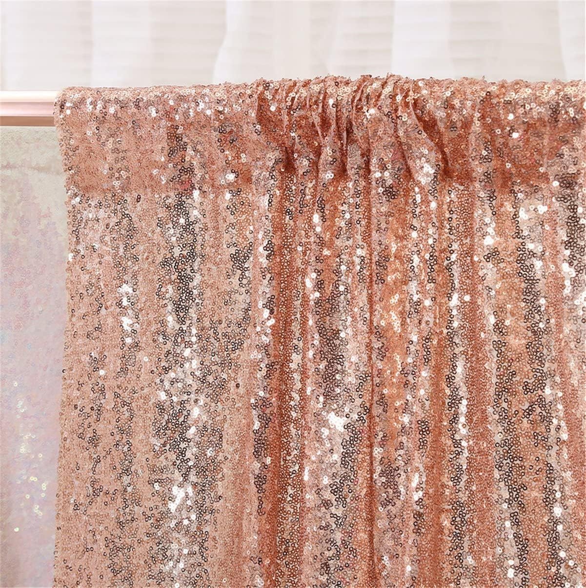 Poise3EHome Rose Gold Sequin Backdrop,8FT x 10FT Sequin Photography Backdrop Curtain for Party Decoration