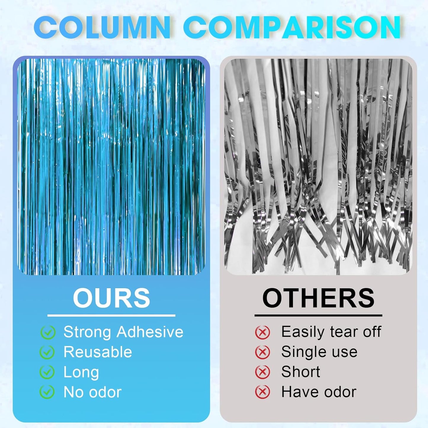3 Pack 3.3 x 8.2 ft Retro Blue Foil Fringe Backdrop Curtains, Tinsel Streamers Party Decorations, Fringe Backdrop, Door Shimmer for Retro Theme Party